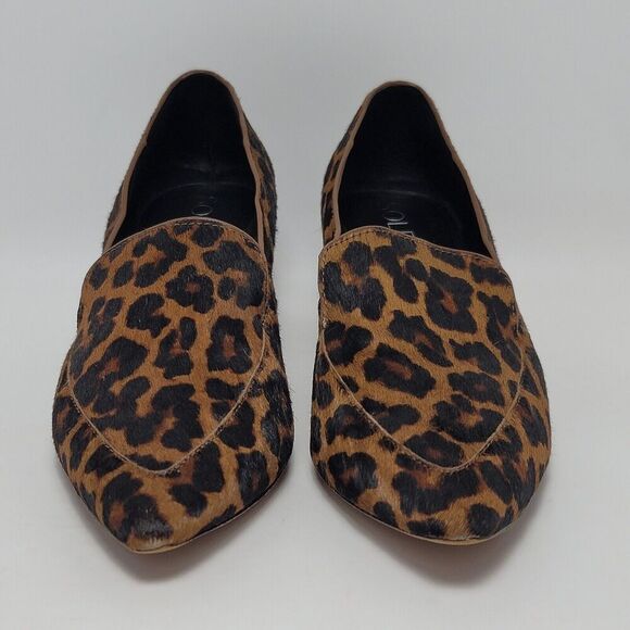 Sole Society Marty Leopard Animal Print Loafers Heel Pointed Vamp Shoes Size 8M - Picture 6 of 12